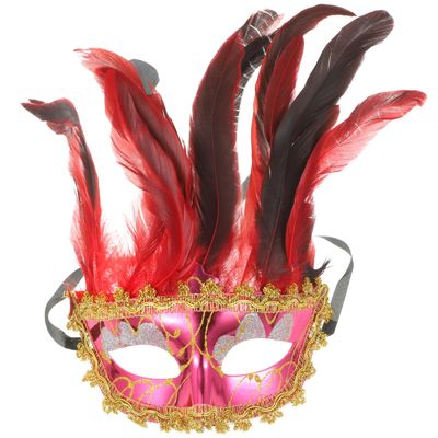 SUPVOX Venetian for Women, Pink Plastic Party Role Play Mask, Lace Design Costume Accessory for Halloween Carnival and Stage Performance