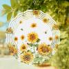 Wind Spinners for Yard Garden, Farm Sunflower Watercolor 3D Stainless Steel Round Hanging Spinners Indoor Outdoor Kinetic Yard Art,8 Inch, Green Leaves Plant view 1