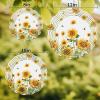 Wind Spinners for Yard Garden, Farm Sunflower Watercolor 3D Stainless Steel Round Hanging Spinners Indoor Outdoor Kinetic Yard Art,8 Inch, Green Leaves Plant view 2