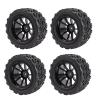 1/10 Scale RC Car Tires, Soft Insert Rubber Tires for Enhanced Performance, RC Truck Wheels Rim Set, 4PCS Black Tires for Off-Road Racing, Hobbyists and Beginners view 1