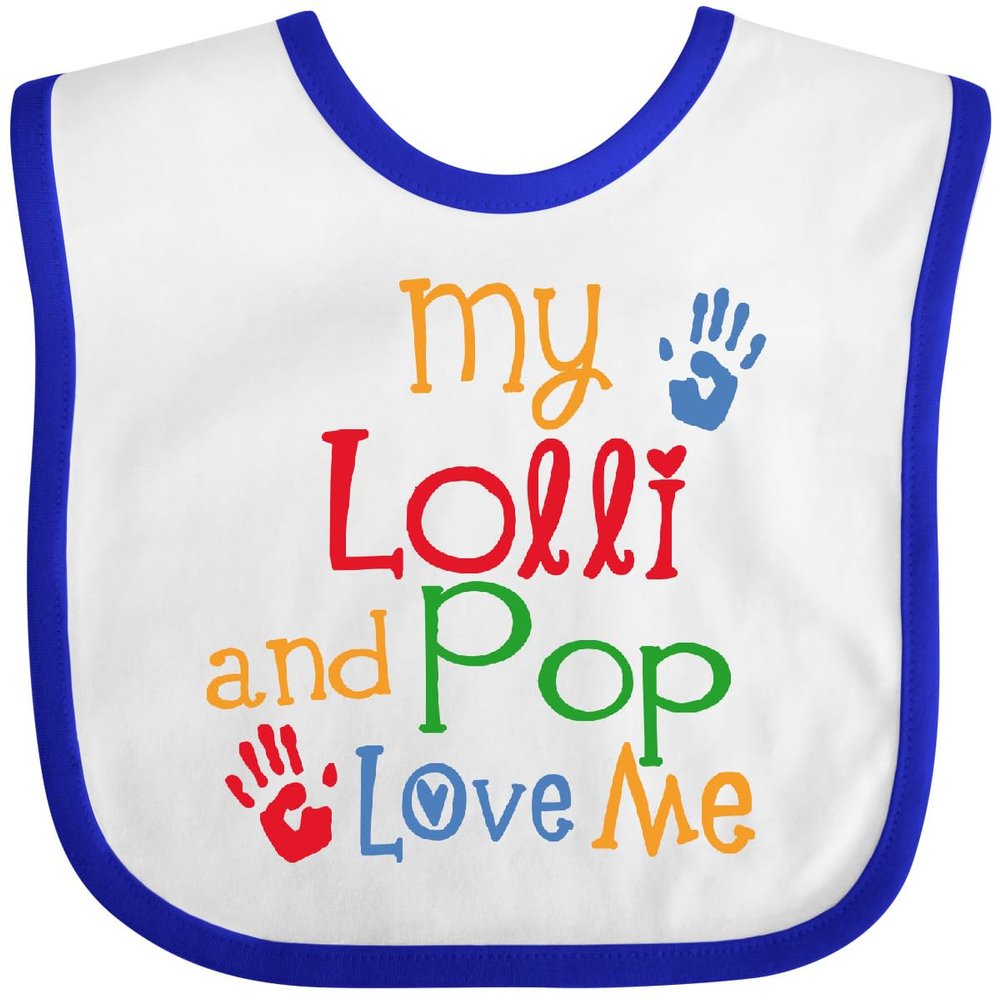 inktastic My Lolli and Pop Love Me Grandchild Baby Bib White and Royal 485ad