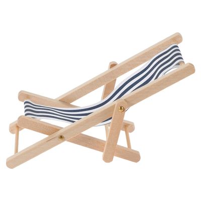 Abaodam 12 Scale Blue Stripe Micro Landscape Mini Deck Chair Prop for Doll Accessories and Indoor Outdoor Display