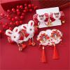 1Pair Kids New Year Headwear Chinese Style Hafu Plush Bow Kids Hair Clips Red Tassel Princess Girl Sided Clips Accessory New Year Gift Lunar New Year Decorations(03) view 3