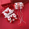 1Pair Kids New Year Headwear Chinese Style Hafu Plush Bow Kids Hair Clips Red Tassel Princess Girl Sided Clips Accessory New Year Gift Lunar New Year Decorations(03) view 4