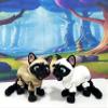 2pcs Articulated 3D Printed Siamese Cat, 6" White Cat with Blue Eyes, Articulated Fidget Toy, Desk Dcor, Display, 3D Printed in USA - ASC001-White/Brown view 1