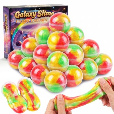 24 Pack Galaxy Slime Balls Party Favors, Colorful Non-Sticky Galaxy Slime, Mess-Free Stress Relief Toys for Boys Girls, Birthday Gifts Classroom Prizes Goodie Bag Stuffers, Ages 3+