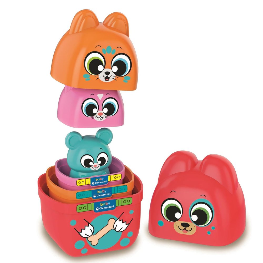 Clementoni Baby Think And Play Matrioska Stackable Game for Kids for 18+ Months, 4 Figures, Foldable Animal Characters, Logical Development and Manuality, Made in Italy in 17606