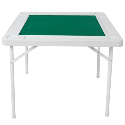 Anveffeg Square Folding Card Table with Green Felt, Portable Mahjong Table for 4 Players, Domino and Poker Game Table with Cup Holders, Chip Trays, Locking Legs, 35.4 Inch