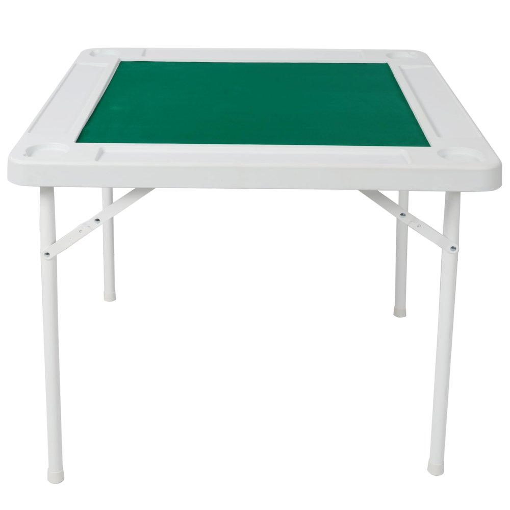 Anveffeg Square Folding Card Table with Green Felt, Portable Mahjong Table for 4 Players, Domino and Poker Game Table with Cup Holders, Chip Trays, Locking Legs, 35.4 Inch