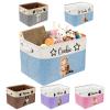 Roseshore Personalized Dog Toy Storage Basket with Photo Name Custom Dog Food Organizer Fabric Bins for Clothes Blankets Dolls-Blue view 1