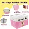 Roseshore Personalized Dog Toy Storage Basket with Photo Name Custom Dog Food Organizer Fabric Bins for Clothes Blankets Dolls-Blue view 4