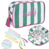 BUZCOZY Empty Mahjong Tiles Bag with 4 Pcs Acrylic Mahjong Line Finder Cards,Mahjong Tile Bags with Zipper for Game Party Travel Gatherings Accessories 9.4 x 6.1 x 3.1 inGreen-Mahj view 1