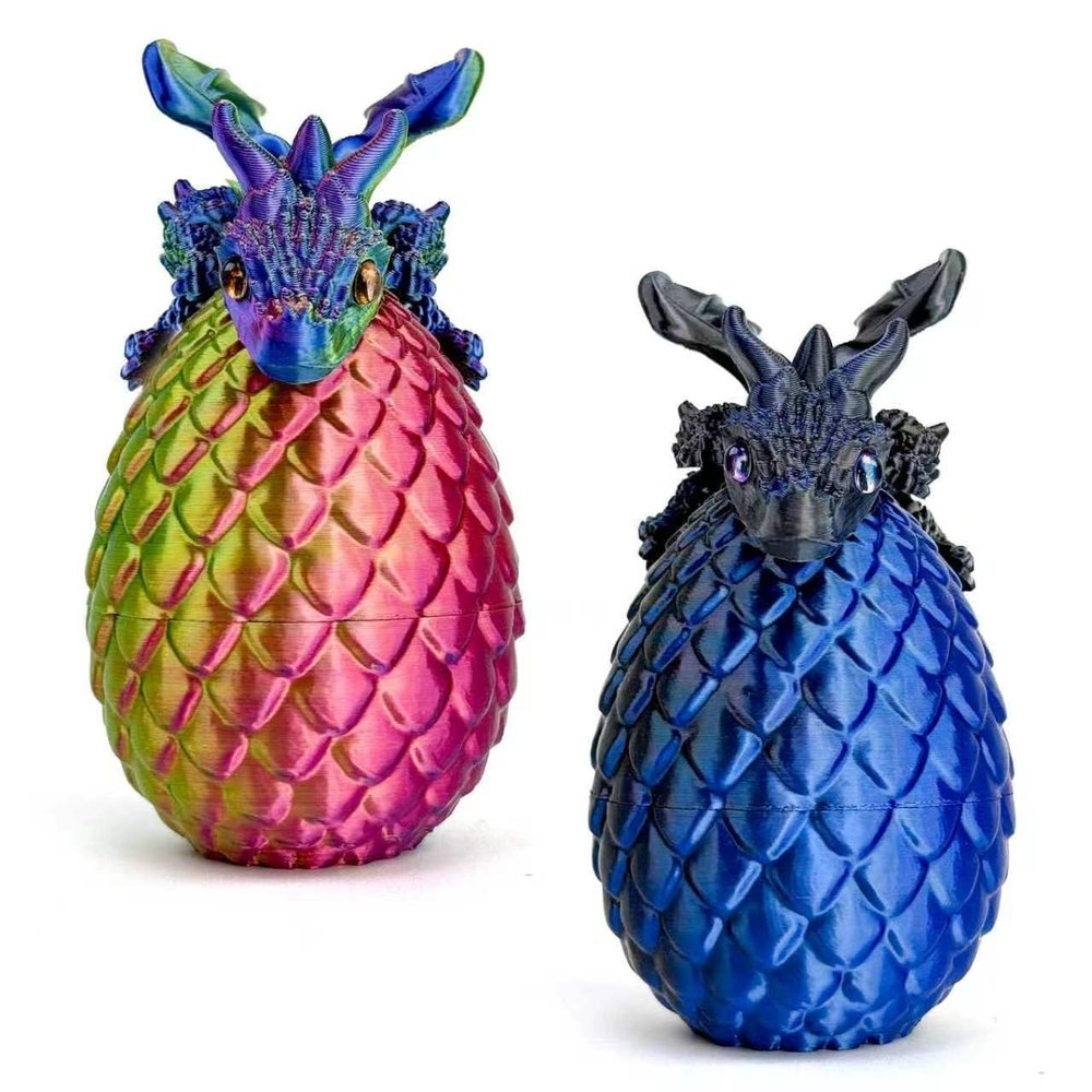 2pcs 4.3in 3D Printed Dragon Eggs with Wings,Flexible Articulated Crystal mini Dragon,Flying Fidget Bird with Eyes Surprise Mini Mystery Dragon Egg, for Home Office Decoration Gift Desk Decor