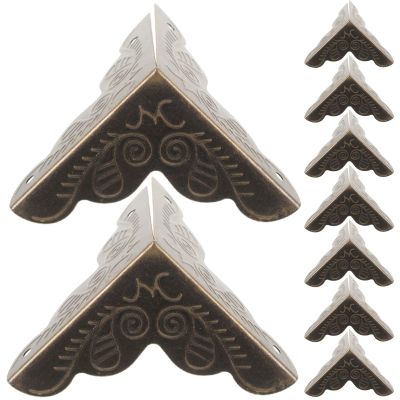 BUTIFULSIC 12pcs Large 35mm Antique Green Bronze Metal Corner Protectors Box Edge Guards for Wooden Furniture Safety Bumpers Home Decoration