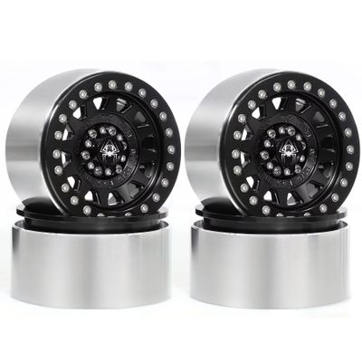 4 Psc 1.9 Beadlock Wheel Hub Rim for 2.2-inch Wheels Axial SCX10 Wraith Capra VS4-10 CC01 LCG Tires 1/10 RC Crawler Car Remote-Controlled car Parts(Chocolate)