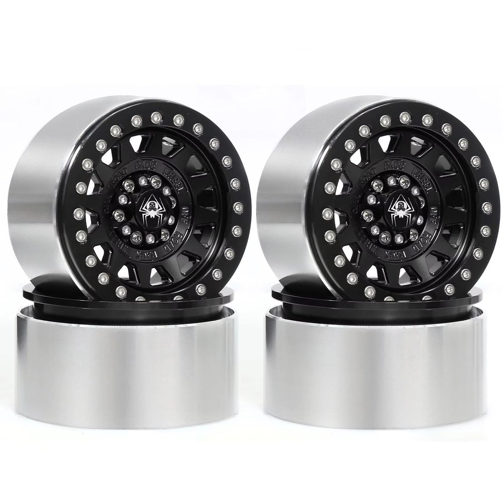 4 Psc 1.9 Beadlock Wheel Hub Rim for 2.2-inch Wheels Axial SCX10 Wraith Capra VS4-10 CC01 LCG Tires 1/10 RC Crawler Car Remote-Controlled car Parts(Chocolate)