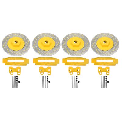 plplaaoo RC Brake Disc Calipers Simulation Metal Brake Discs Set High Performance Upgrade Parts for TRX6 1/10 RC Car 4Pcs 40mm Diameter (Yellow)