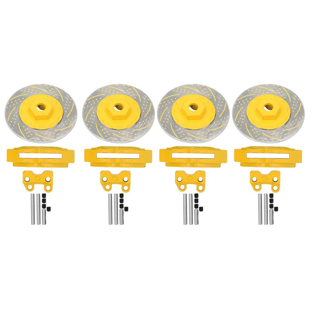 plplaaoo RC Brake Disc Calipers Simulation Metal Brake Discs Set High Performance Upgrade Parts for TRX6 1/10 RC Car 4Pcs 40mm Diameter (Yellow)