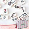 BUZCOZY Empty Mahjong Tiles Bag with 4 Pcs Acrylic Mahjong Line Finder Cards,Mahjong Tile Bags with Zipper for Game Party Travel Gatherings Accessories 9.4 x 6.1 x 3.1 inPink-Mahj view 3