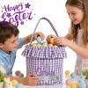Personalized Easter Basket, Boys Girls Easter Baskets, Easter Baskets Gifts for Kids, Easter Basket Bags, Easter Eggs Hunt Basket,Embroidered Monogram Bunny(Purple-Tulip) view 3