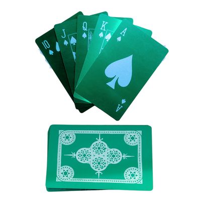 Laser Engraved Aluminum Playing Cards, 52 Card Deck, Anodized Metal, Double-Sided, 3.4 x 2.1 Inches, 0.2mm Thick, Poker Novelty Gift (Green)