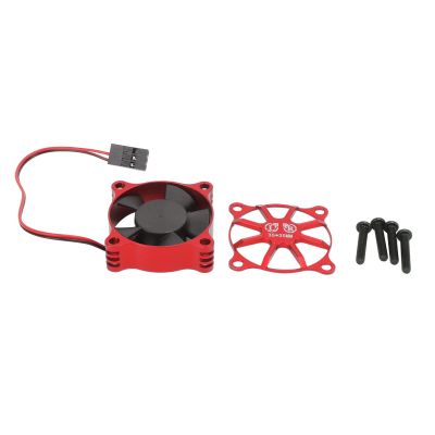 35x35mm Aluminum Alloy Motor Cooling Fan for RC Car ESC, High - Speed RC Motor Cooling Fan with Protective Fan Cover for 1/10 1/12 1/8 Scale RC Vehicles (Red)