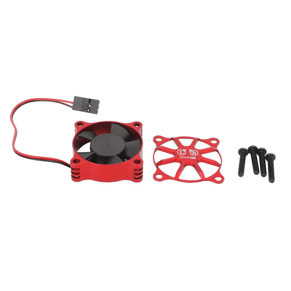 35x35mm Aluminum Alloy Motor Cooling Fan for RC Car ESC, High - Speed RC Motor Cooling Fan with Protective Fan Cover for 1/10 1/12 1/8 Scale RC Vehicles (Red)