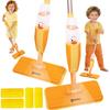POMIKU 2PACK Kids Mops-Real Spray, No Batteries| Compatible with Disaposable Duster| Montessori Toys for Toddlers Age 2-5 Year Old, Kitchen Cleaning Set Gifts for Boys Girls (4 Microfiber Pads) view 1