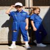 LOLANTA Boys Girls Jumpsuit Short Sleeve Coveralls Streetwear Hip Hop Dance Kpop Clothes Neon Outfit (Dark Blue, 12-14) view 3