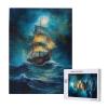 RMYRHQ Moonlit Galleon On Turquoise Ocean Waves Wood Jigsaw Puzzles Adult 500pieces Ethereal Maritime Artwork Calming Puzzle Activity for Ocean Lovers Great Gifts for Birthdays and Housewarmings view 2