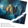 RMYRHQ Moonlit Galleon On Turquoise Ocean Waves Wood Jigsaw Puzzles Adult 500pieces Ethereal Maritime Artwork Calming Puzzle Activity for Ocean Lovers Great Gifts for Birthdays and Housewarmings view 4
