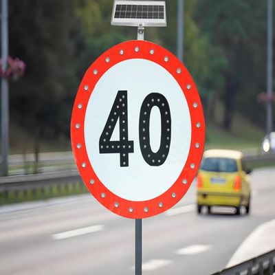 Auoriflex 24" LED Flashing Solar Powered Speed Limit 20/30/40/50/60/80 Sign Sign in Traffic Road Highway (40)
