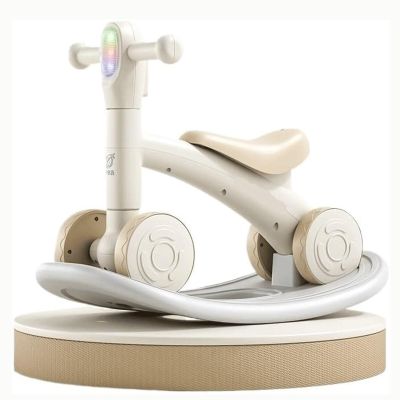 Wiggle Car Balance Bike 2 in 1Wiggle Car Silent Wheels Detachable Balance Board Toy Set for Indoor Outdoor Play Twisting Cars(Khaki,with Rocking Board)