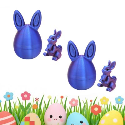 3D Easter Egg Set, Mystery Surprise Bunny Egg Fidget Toy with Bunny Inside Easter Basket Stuffers, Holiday Decor Gifts Home Desk Decor (2pcs styleE)