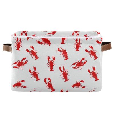 CWUPZAY Red Crawfish Storage Basket Canvas Fabric Collapsible Storage Bins Box Organizer Waterproof for Home Bedrooms 1 Pack