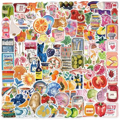 100Pcs Aesthetic Water Bottles Stickers, Mediterranean Style Aesthetic Stickers for Girls Teens Adults, Waterproof Vinyl Decals for Laptop Scrapbook Journal Luggage Guitar Party Supplies(Red100)