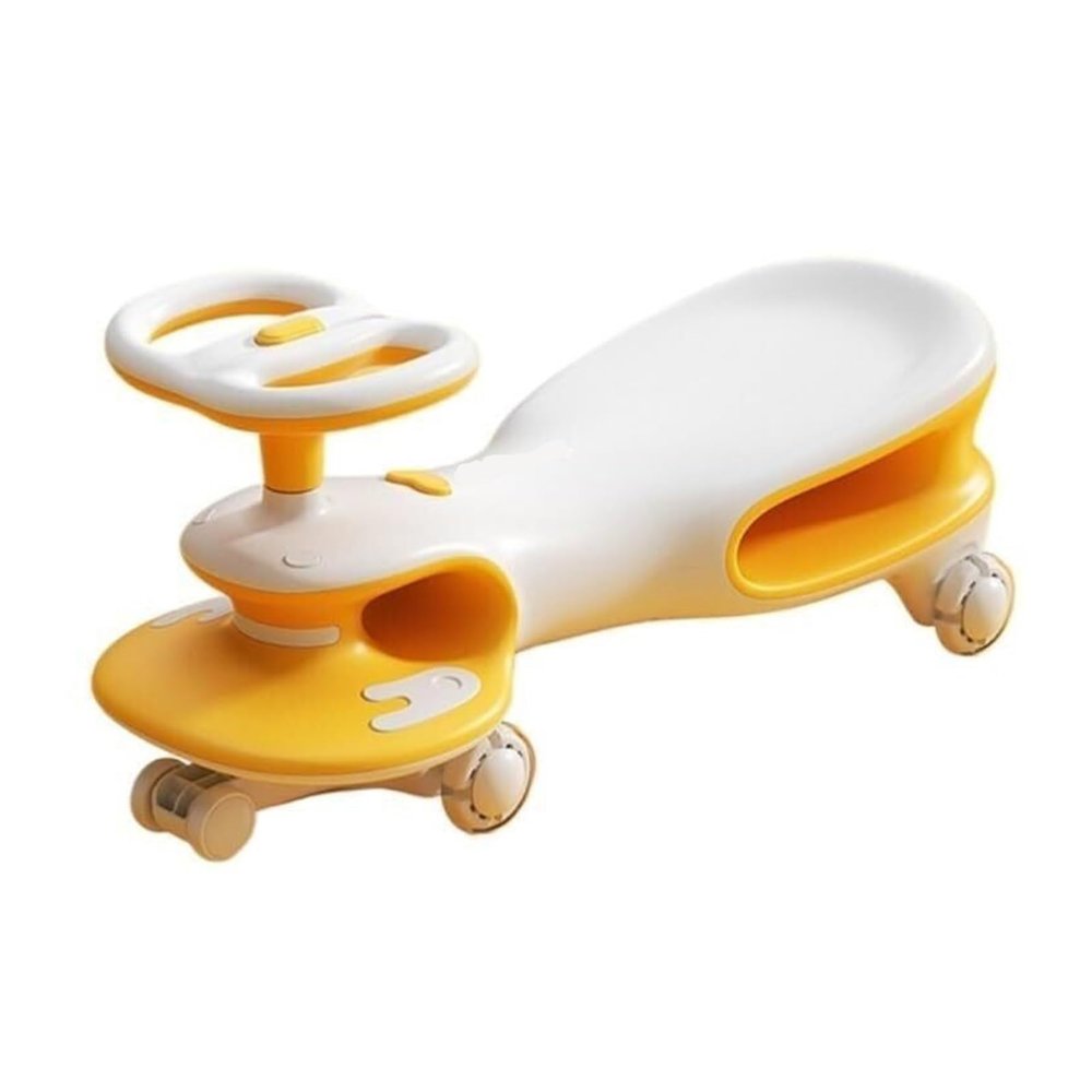 Wiggle Car Ride on Toy for Ages 3 and Up Wiggle Car with Music Lights Silent Wheels Anti-Rollover, for Indoor Outdoor Twisting Cars(Yellow)