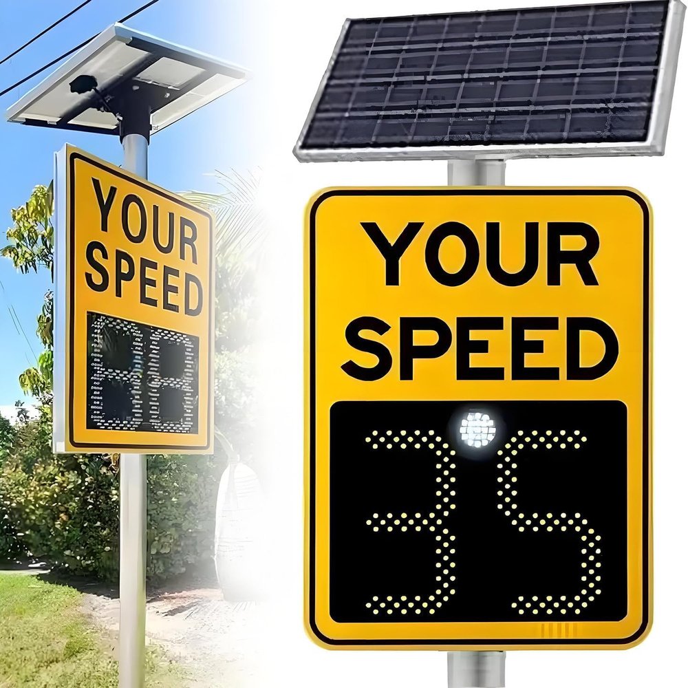 Flashing Solar Powered LED Speed Limit Signs, Radar Speed Signs, Traffic Feedback Warning Board speeds Display, Digital Speeds Limit Radar Sign for Nighttime Visibility