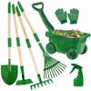 Faticenic Kids Gardening Set 7-piece Toddler Gardening Set with Wheelbarrow, Shovel, Rake and Leaf Rake, Educational Kids Garden Tools for Outdoor Backyard Play, Dcoration de Jardin view 2