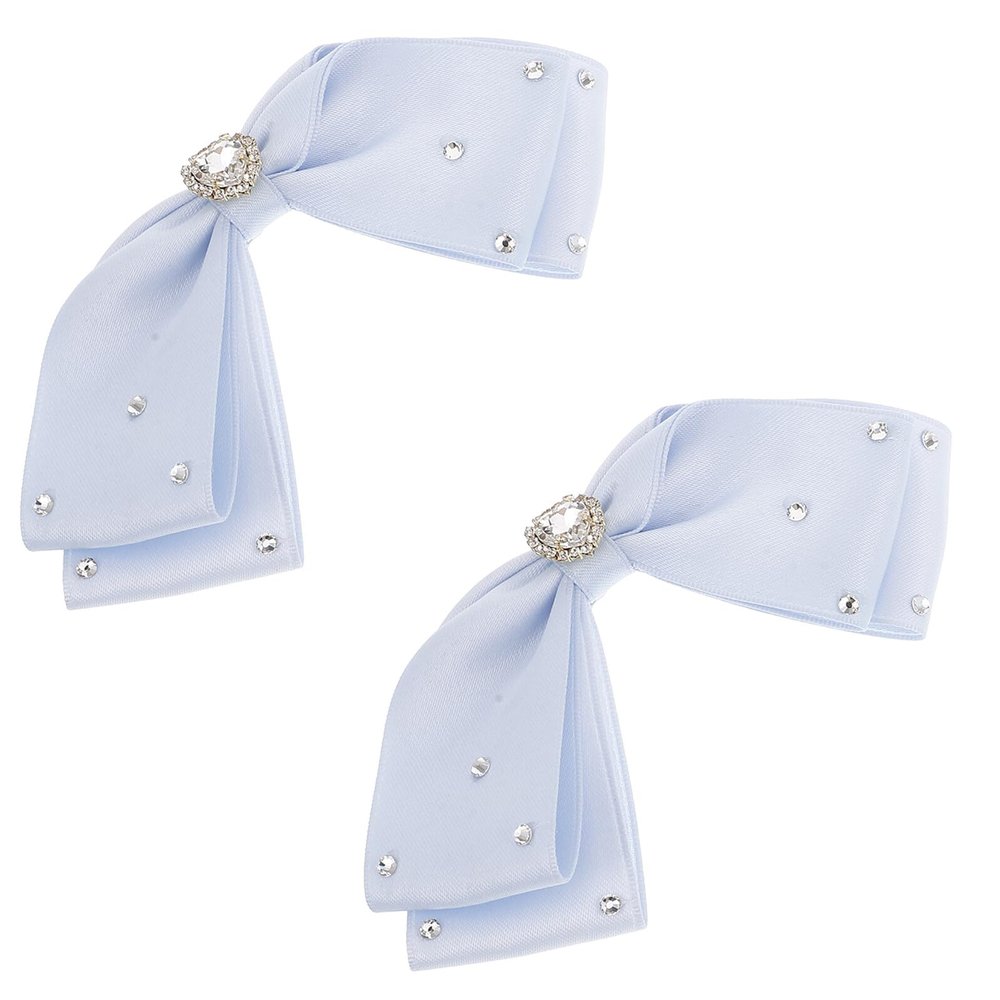 Alasum 2pcs Blue Fabric Bow Hair Clips for Ribbon Hair Accessories Side Bang Decorative Barrettes