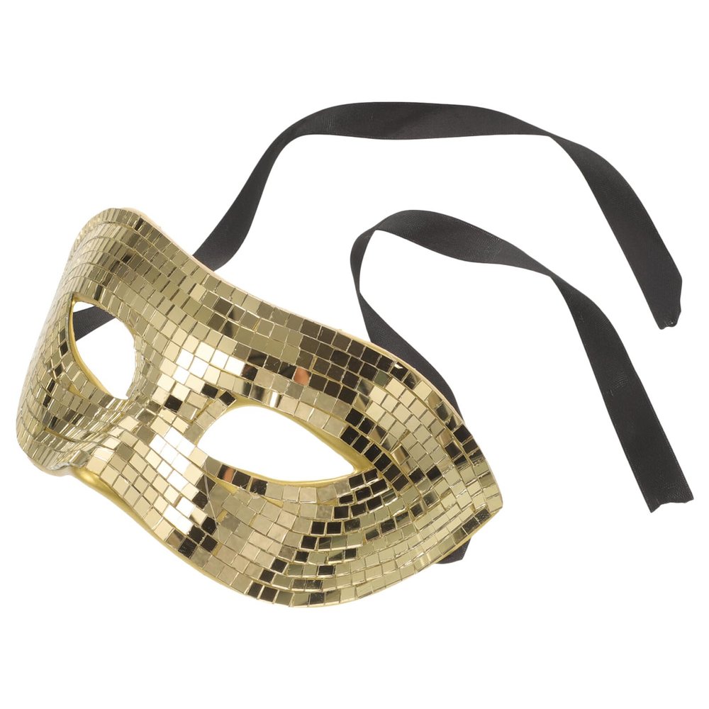 Alasum Gold Sequin Mirror Half Face Party Mask for Women Carnival Cosplay Dance Prop