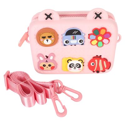 Gavigain Kids Camera Bag Large Capacity Adjustable Strap DIY Pattern Cute Cartoon Children Shoulder Bag 37 Months Above Pink