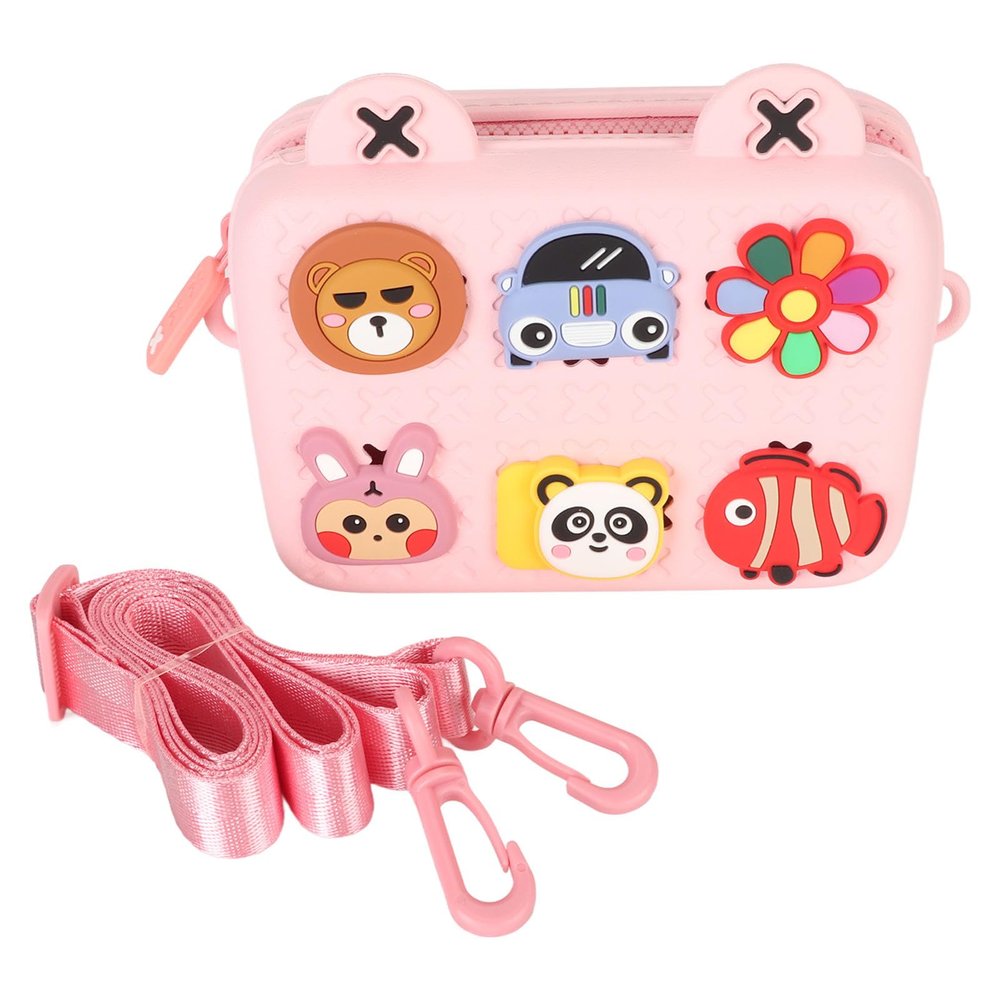 Gavigain Kids Camera Bag Large Capacity Adjustable Strap DIY Pattern Cute Cartoon Children Shoulder Bag 37 Months Above Pink