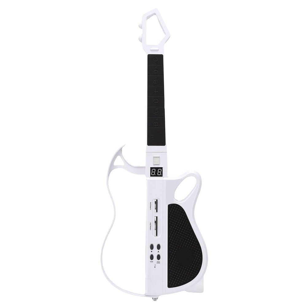 Alomejor Kids Guitar Toy, Rechargeable Stringless Smart Electric Guitar, LED Lights, Fun Musical Instrument for Toddlers and Children (White)