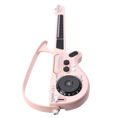 Alomejor Kids Electric Guitar, ABS Material, LED Lights, Builtin DJ Turntable for Toddlers Aged 3 and Up (Pink)
