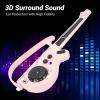Alomejor Kids Electric Guitar, ABS Material, LED Lights, Builtin DJ Turntable for Toddlers Aged 3 and Up (Pink) view 3