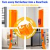 16-Ft Flexible Race Track Set for Kids, DIY Roll-Up Racetrack with 2 Launchers & 6 Mini Cars, Suction-Cup Portable Track Compatible with 1:64 Die-Cast Cars, Indoor & Outdoor Orange view 3