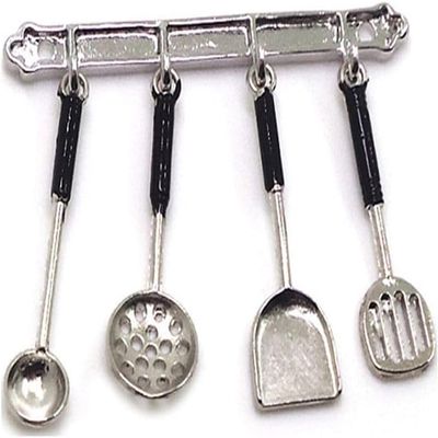 1:12 Scale Stainless Steel Mini Kitchen Tools for Dollhouses, Realistic Utensil Set for Fairy Gardens, DIY Craft Dioramas and Model Displays