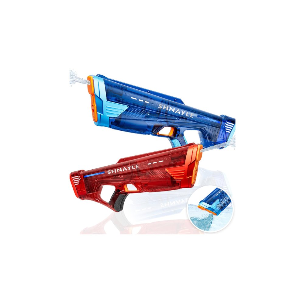 SHNAYLE 2 Pack Electric Water Gun for Adults Kids USB-C Charging Port, Automatic High Powered Squirt Gun,Powerful Shooting Long Range Auto Water Blaster, Outdoor Water Toy Pool Game (Blue+Red)