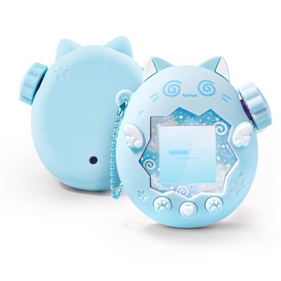 GeekShare Cute Silicone Case Compatible with Tamagotchi Paradise,Soft Cover Waterproof Shockproof Anti-Scratch for Virtual Pet Device - Blue Circle Cat
